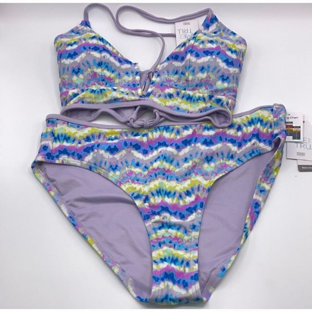 Women's Size Wave Print Bikini Bathing Suit Swimsuit Size M